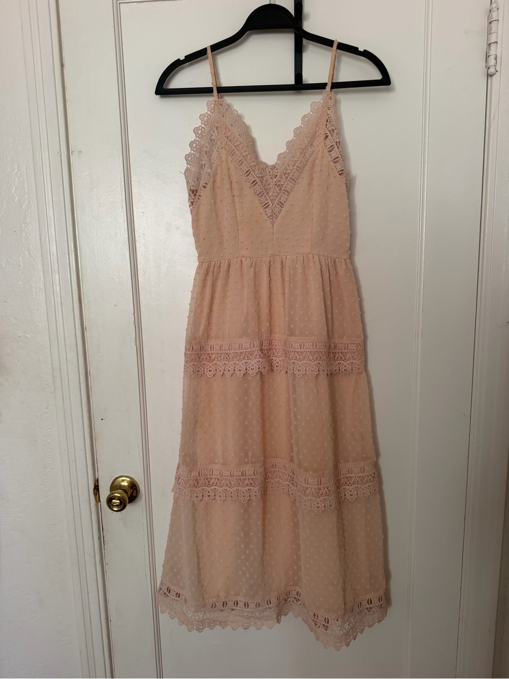 Vero Moda Blush Pink Lace Swiss Dot Maxi Dress Size S